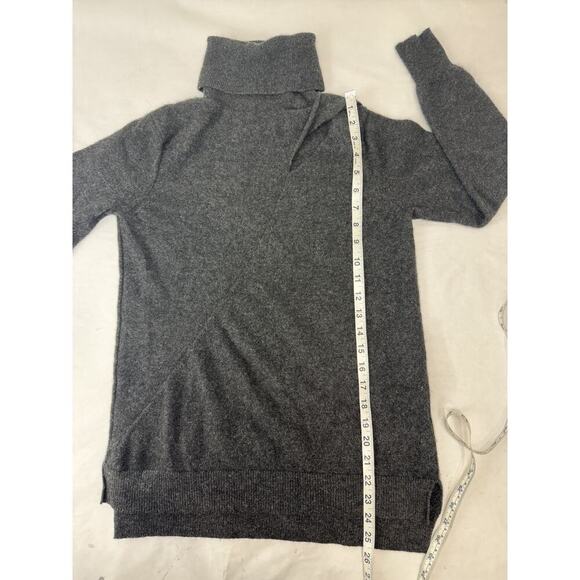 Lusso Cashmere Sweater Womens Medium Gray Pullover Turtleneck Rib Cut Out Twist - Picture 4 of 9